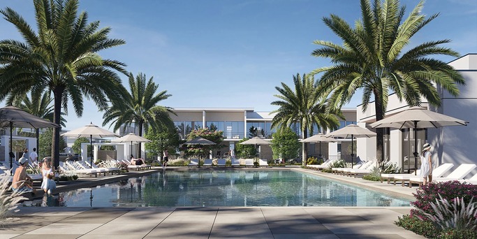 Luxury townhouses Dubai Contemporary high-end Dubai townhouses within a landscaped residential community designed for modern family living