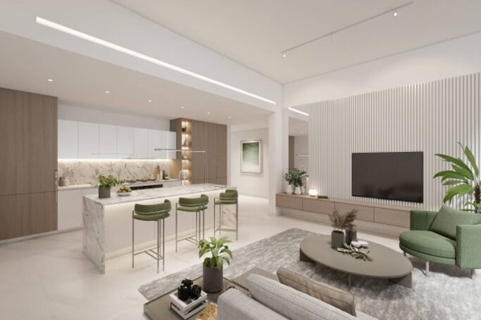 Contemporary Dubai studio apartment interior and residential lifestyle