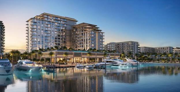 Modern apartments overlooking the promenade at Rashid Yachts and Marina in Dubai